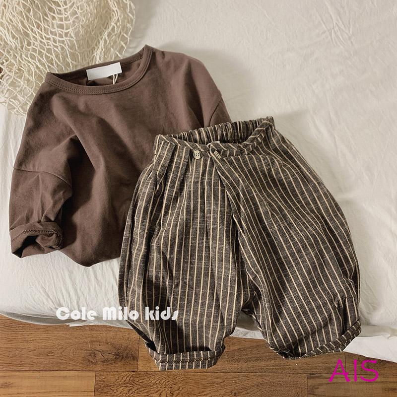 Quần baggy cotton lanh phong cách xuân thu thời trang Hàn Quốc 2021 cho bé trai và bé gái