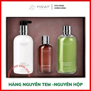 COMBO CHĂM SÓC TÓC DẦU GỘI + DẦU XẢ + XỊT BƯỞI VI JULLY CAO CẤP