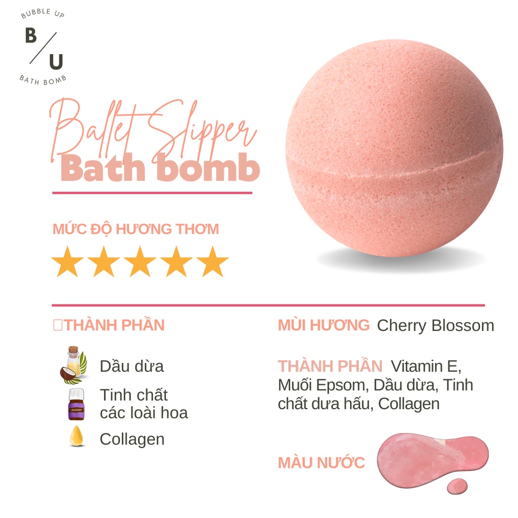 BALLET SLIPPER Bath bomb / Viên sủi / Viên thả bồn tắm [Bubble Up]