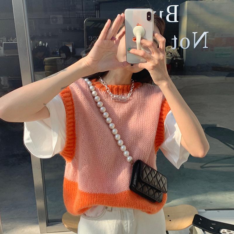 Áo Sweater Dệt Kim Sát Nách Dáng Rộng Thời Trang Mùa Xuân Mới 2021