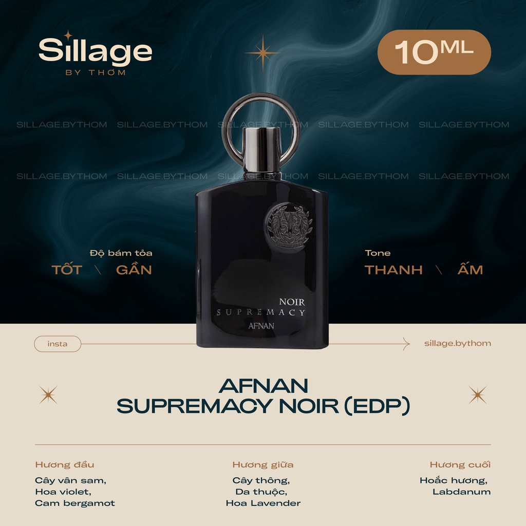 AFNAN SUPREMACY NOIR EDP | Mẫu thử nước hoa nam