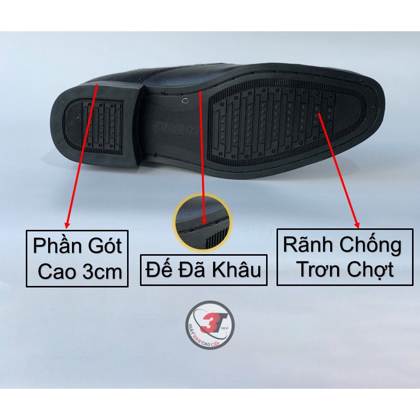 Giày Tây Nam Khóa LV ,Da P.u , Đế Cao Su , Cao 3cm , Mẫu Đơn Giản Thời Trang