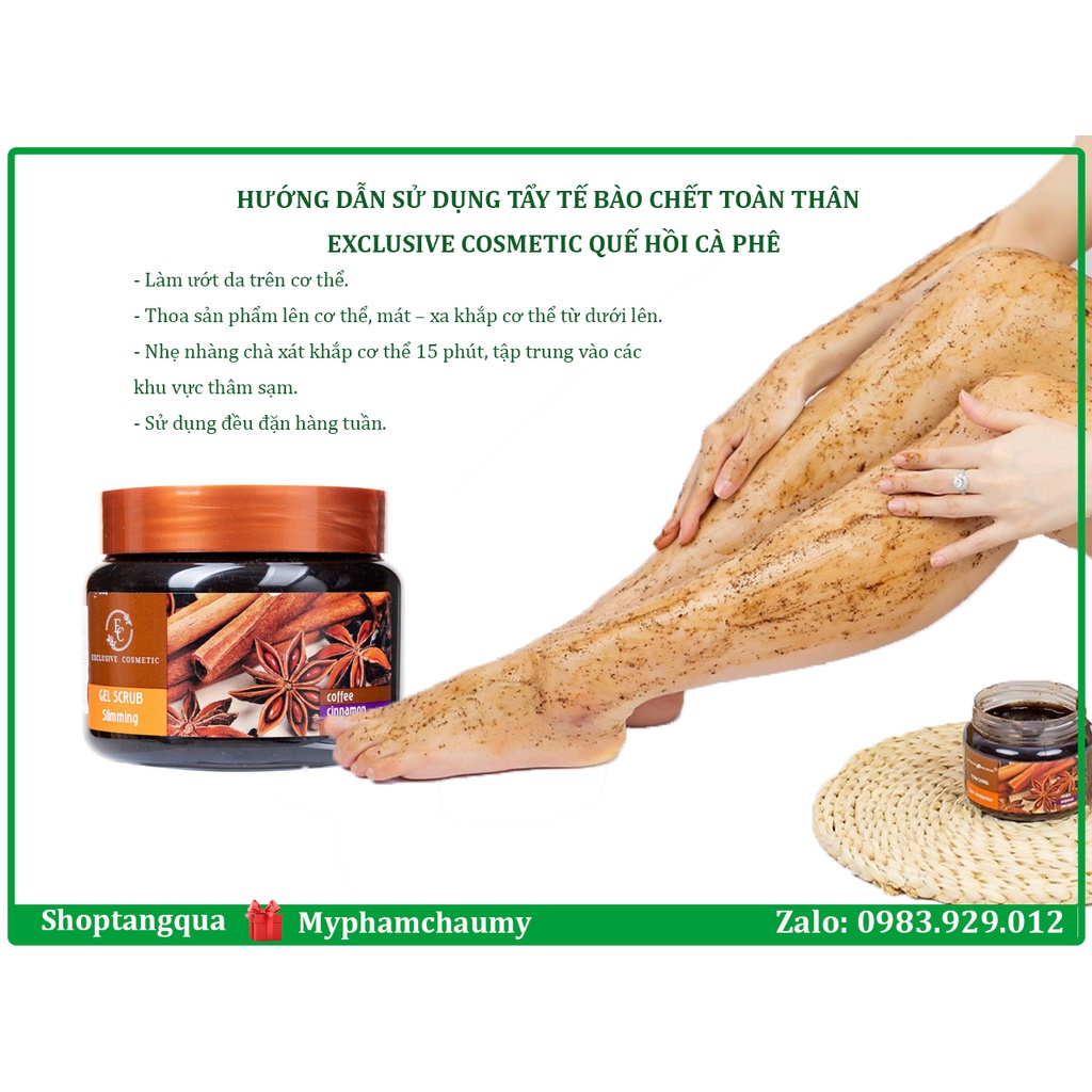 Tẩy tế bào chết Quế Hồi Cafe Exclusive Cosmetic Gel Scrub Coffee &amp; Cinnamon Cloves - Tẩy da chết toàn thân