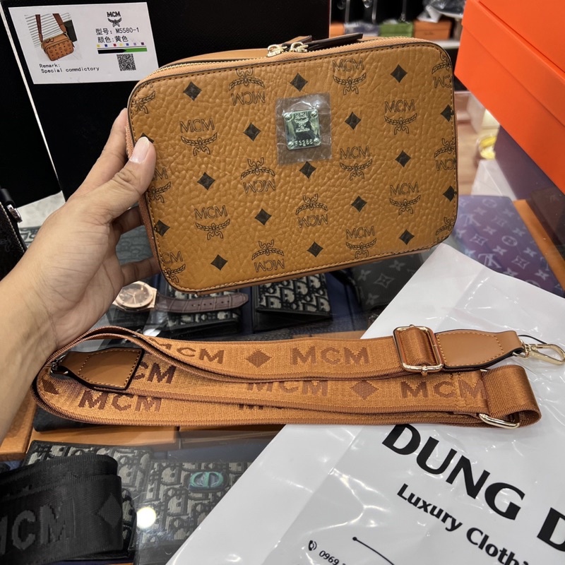 Túi Chéo hoạ tiết M.C.M likeauth kèm hộp siêu nét - Túi da nam cao cấp full box