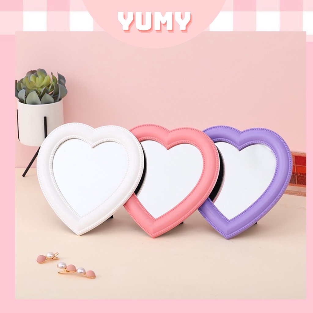 Gương Trang Điểm Hình Trái Tim Để Bàn, Treo_YUMY