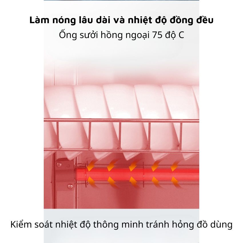 Tủ Sấy Bát Đĩa Khử Khuẩn Ozone 2 Cánh, Máy Sấy Khô Chén Đĩa 350L Cao Cấp