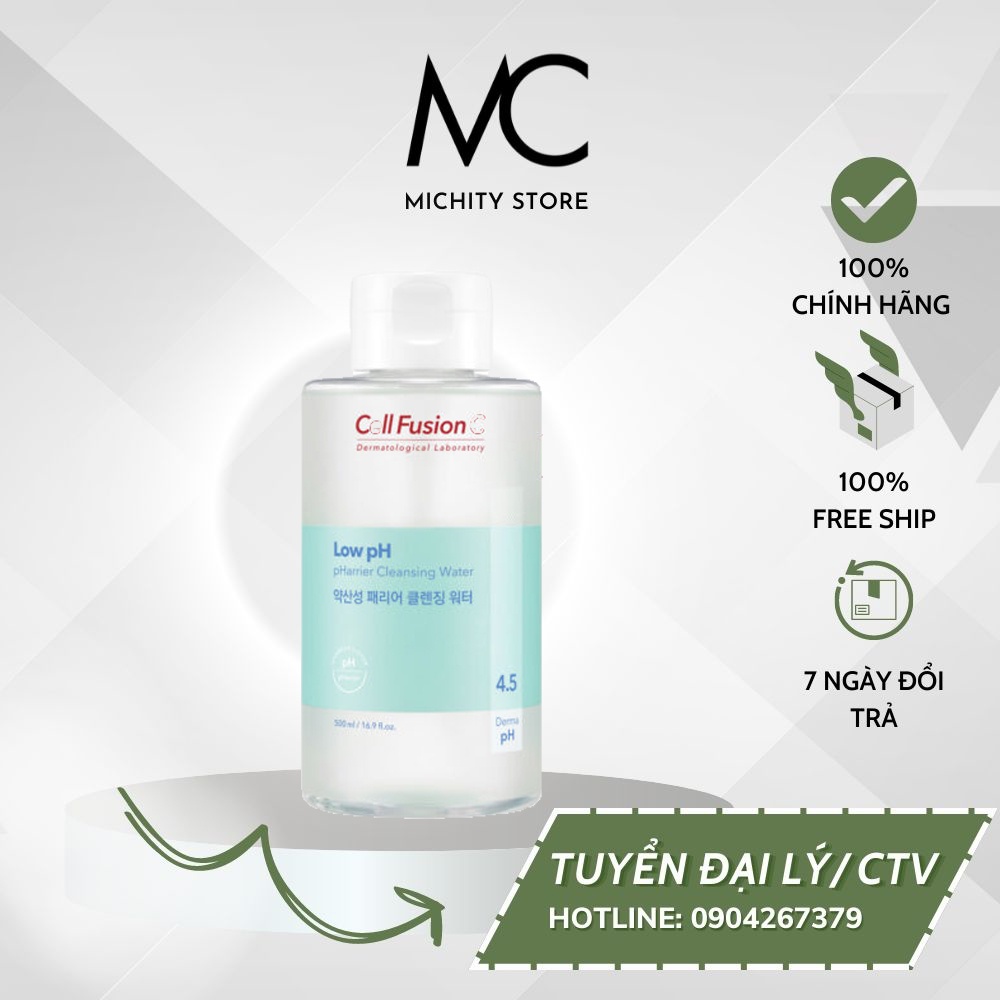 Cell Fusion C Expert – Nước rửa mặt làm sạch 3 trong 1, duy trì PH lý tưởng- Low pH pHarrier Cleansing Water - Michity