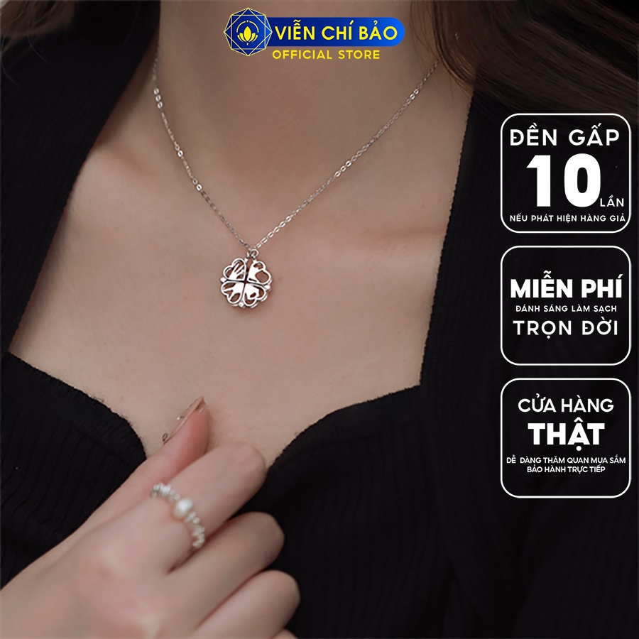 Dây chuyền bạc nữ cỏ 4 lá ghép LOVE chất liệu bạc 925 thời trang phụ kiện trang sức Viễn Chí Bảo D000521
