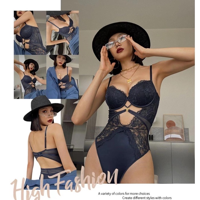 [CÓ BIGSIZE] Bodysuit phối ren cao cấp có gọng mút ngực gợi cảm - váy ngủ 2 dây liền thân cài đáy sexy