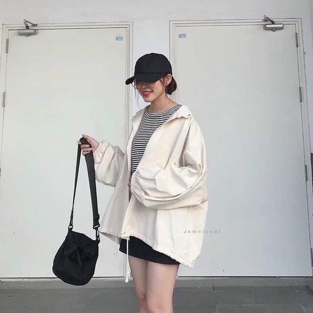 Áo khoác kaki kiểu nữ tay phồng cánh dơi, thiết kể trẻ trung mẫu mới hot trend