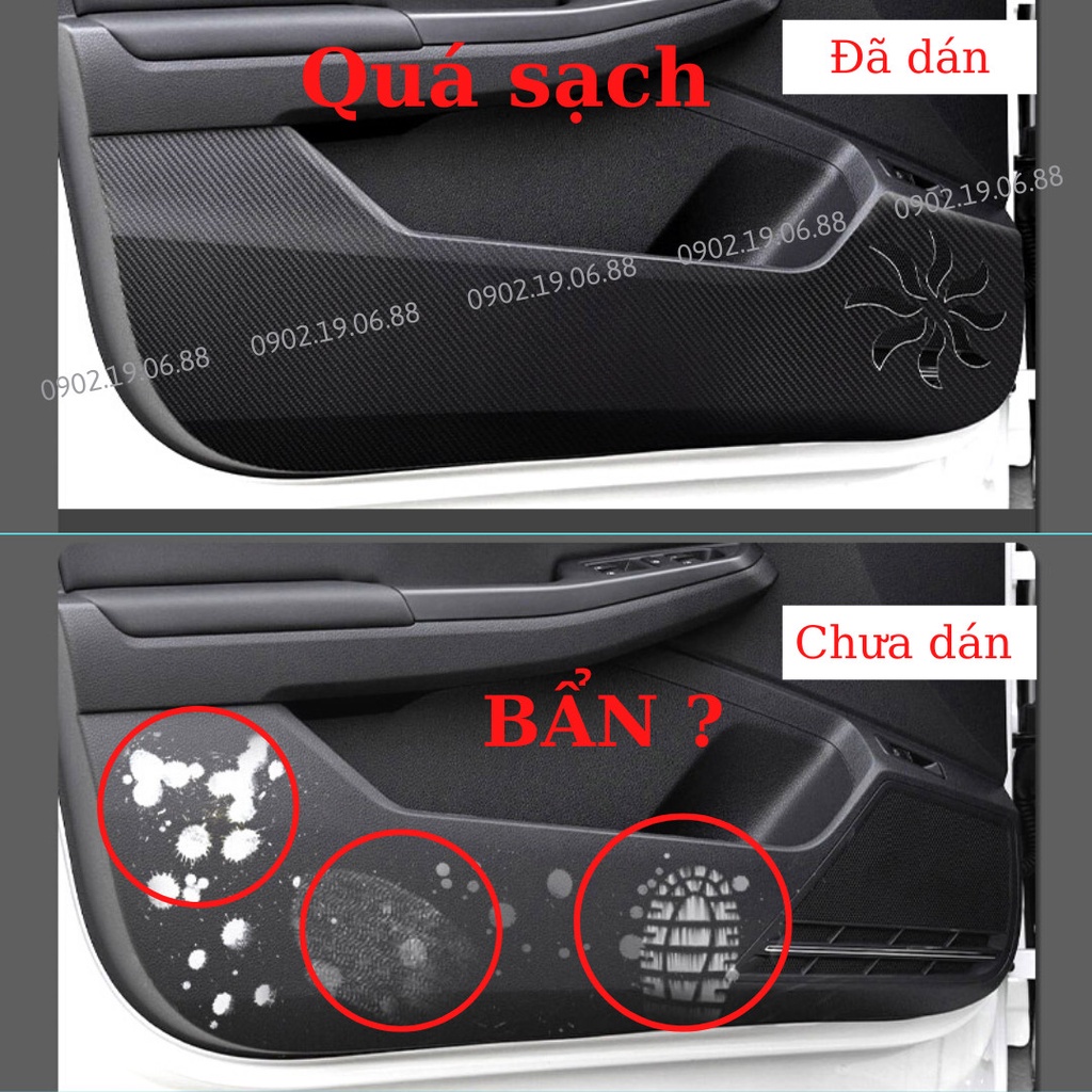 Miếng dán chống xước cửa xe hơi da Carbon Air Fiber cho xe Toyota Veloz
