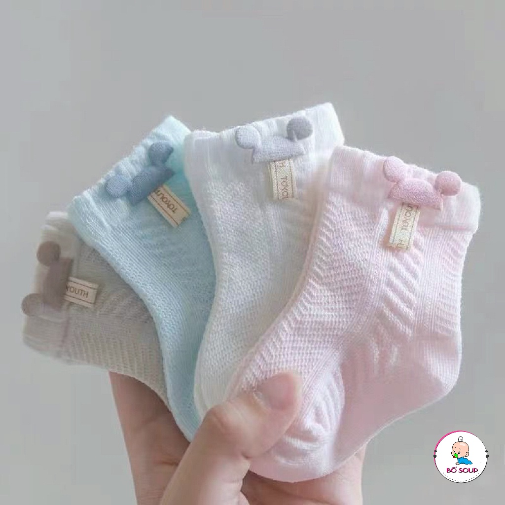 Tất, vớ cotton mềm mại phối lưới thoáng khí họa tiết hoạt hình dễ thương - ảnh sản phẩm 3