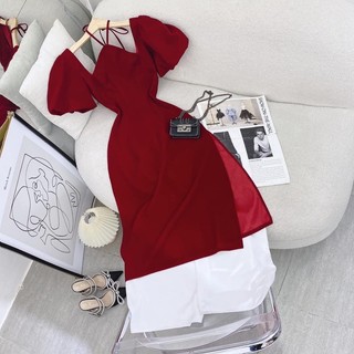 Áo dài đỏ cổ yếm - Chitchitstore