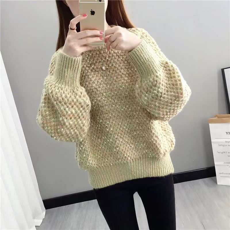 Áo Sweater Dệt Kim Cổ Tròn Dáng Rộng Thời Trang Thu Đông