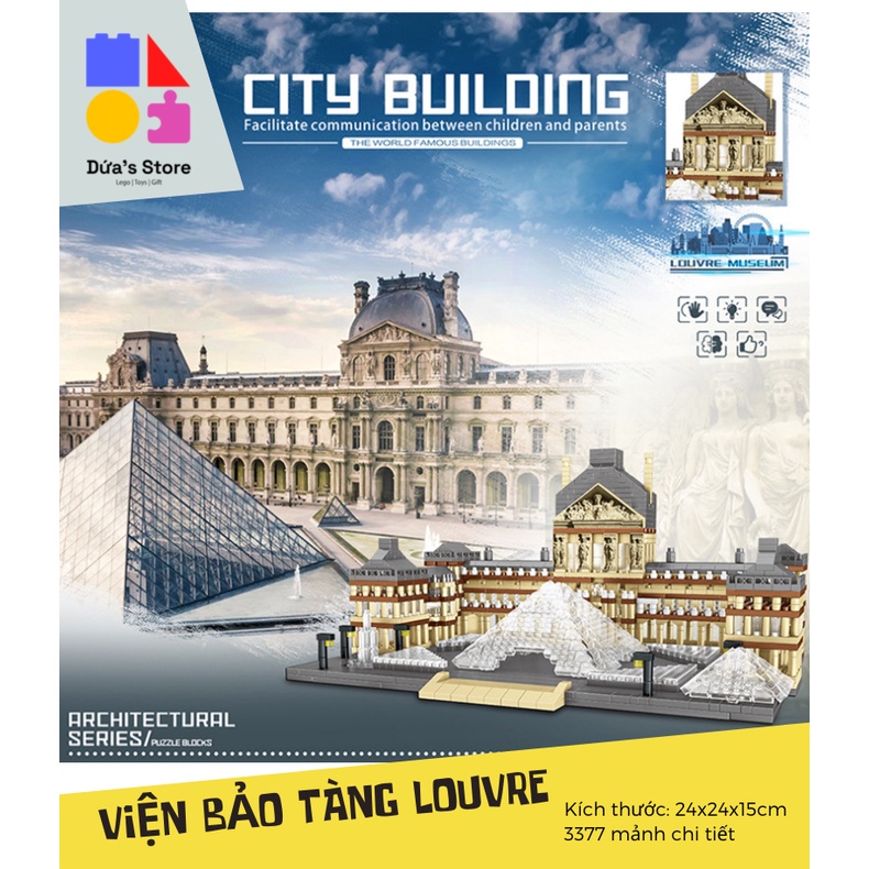 Lắp ghép mô hình viện bảo tàng Louvre - 3377 mảnh chi tiết tặng kèm đèn led