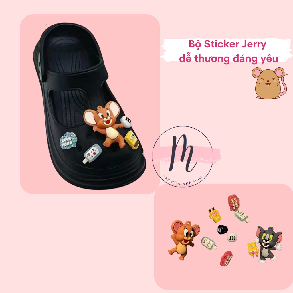 Dép sandal nữ đế chaos cong độn đế 5cm dễ thương tặng kèm bộ sticker