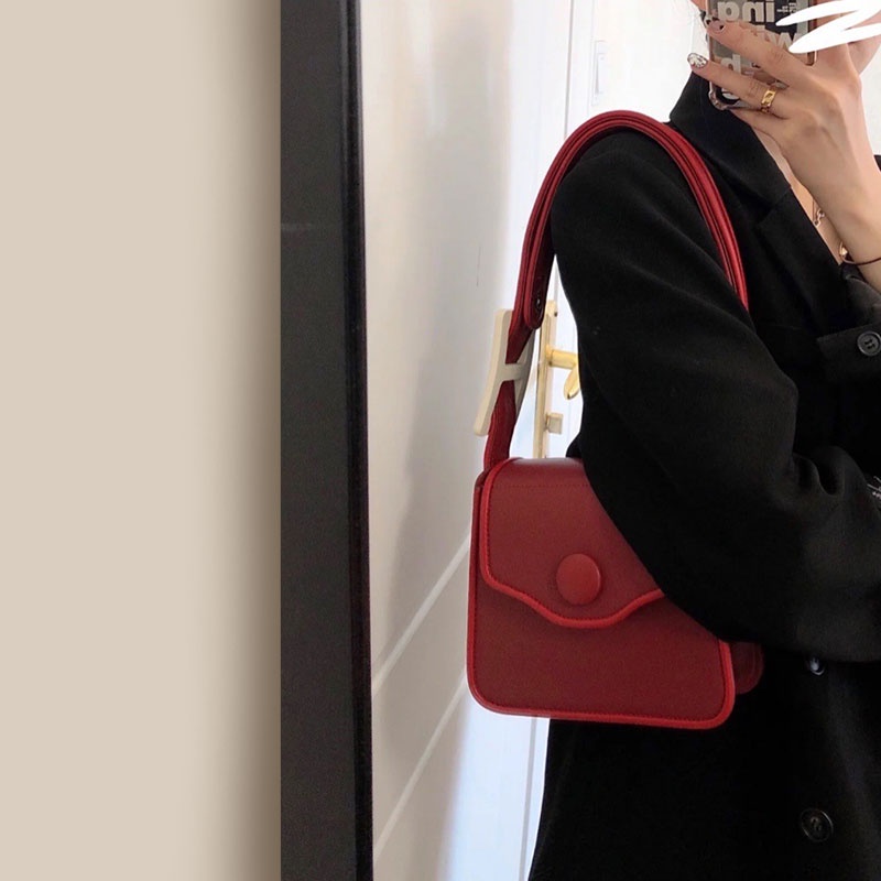 Mischa Túi Đeo Vai Bằng Da PU Cao Cấp Màu Trơn Phong Cách Cổ Điển Thời Trang Dễ Phối Đồ