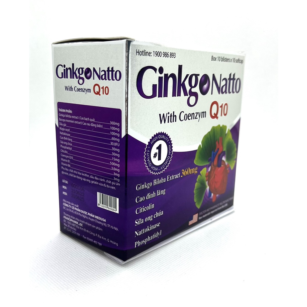 Hoạt huyết dưỡng não, bền thành mạch Ginkgo Nato 360mg hộp 100 viên chính hãng
