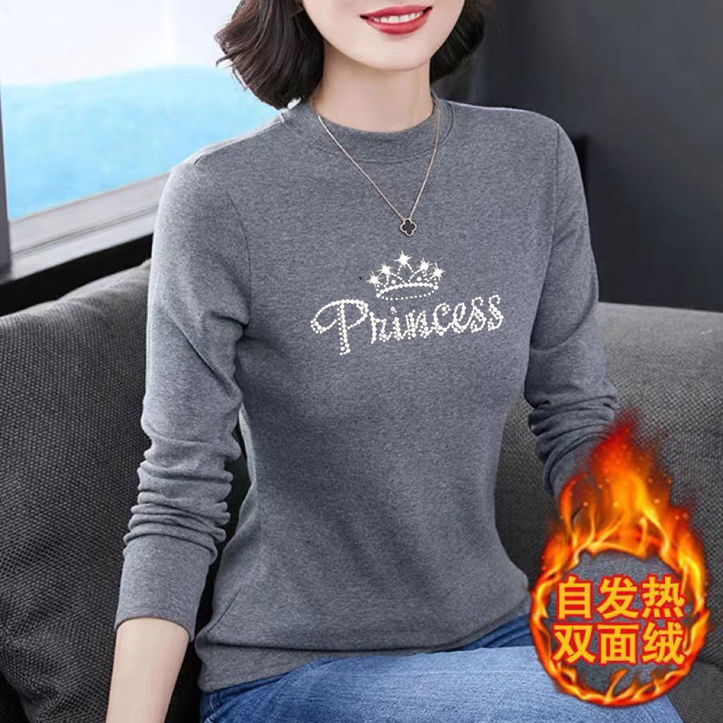 Áo Thun Tay Dài Cổ Tròn Bằng Vải Nhung Thời Trang Đức Dành Cho Phụ Nữ Trung Niên