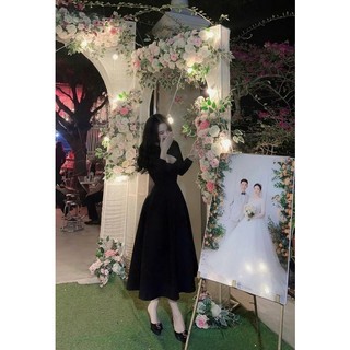Đầm cotton lạnh có mút tay dài kiểu hở ngực , dáng midi suông dài mặc che khuyết điểm tốt ,2 màu trắng đen