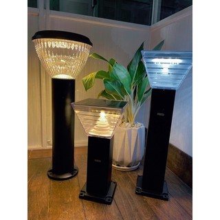 Đèn trụ trang trí sân vườn nlmt cao 40 - 60cm, ánh sáng trắng và vàng