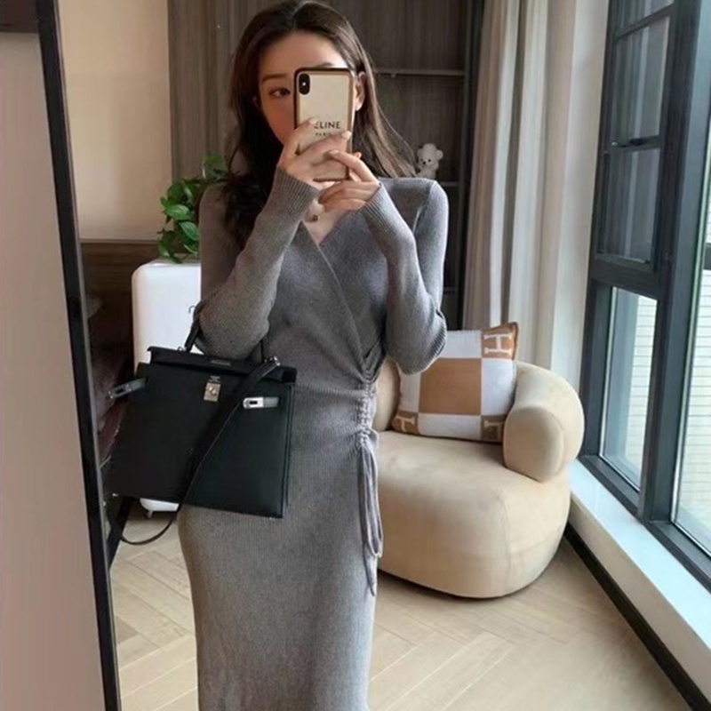 Đầm Dệt Kim Lưng Cao Màu Trơn Thời Trang Cho Nữ