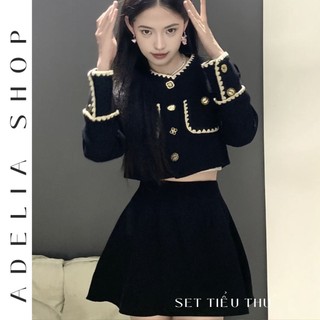 「ADELIA」Set Váy Tiểu Thư Phối Viền Trắng Xinh Xắn Hàng 2 Lớp Chất Đẹp AdeliaShop