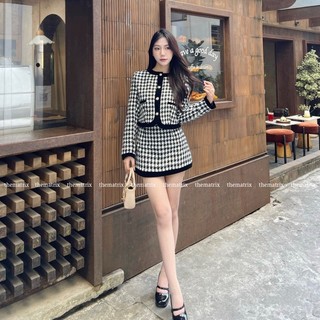Set dạ tweed kẻ (ảnh thật tự chụp)