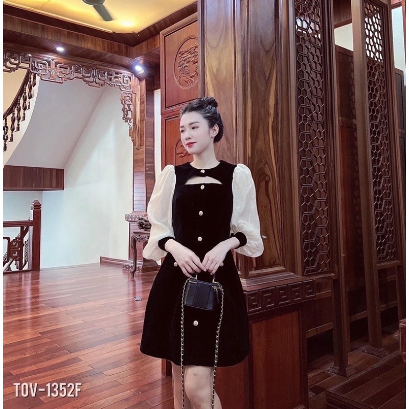 đầm thiết kế tay voan đi tiệc bigsize 55-90ký ( 1026)