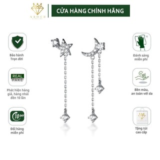 Khuyê tai bạc Ý s925 sao trăng bất đối G6329 - AROCH Jewelry