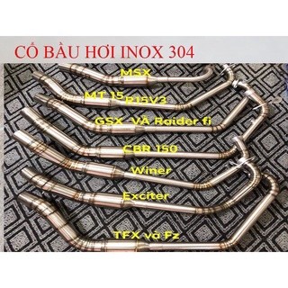 Cổ bầu hơi inox 304 bầu màng lọc tổ ong gắn các dòng xe máy chống hụp hơi họng 51mm lắp pô độ