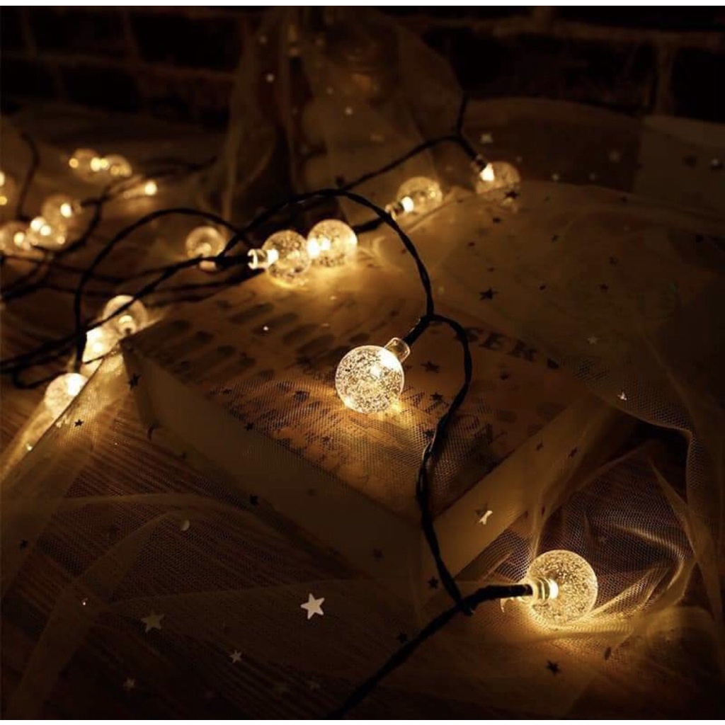 Dây đèn led trang trí bi bọt, led cherry 9m vàng và đủ màu - đèn pha lê bi giọt nước trang trí noel và Tết