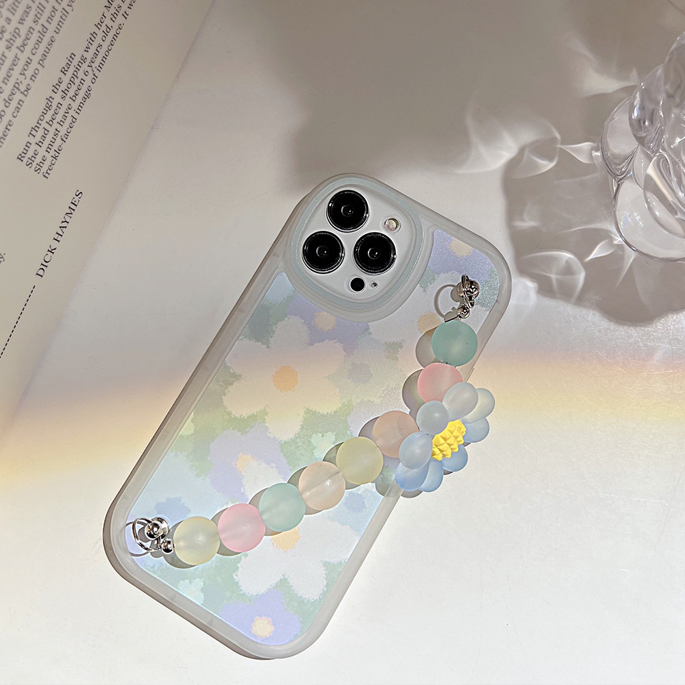 Ốp Điện Thoại Dẻo Họa Tiết Hoa Sang Trọng Kèm Vòng Đeo Tay Cho Iphone14 12 13promax 11 XS 78P