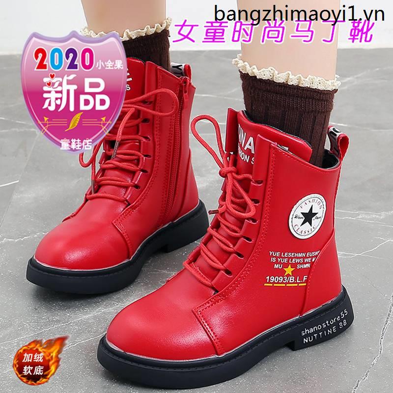 Giày Bốt Martin Cổ Thấp Lót Nhung Giữ Ấm Chống Trượt Thời Trang Mùa Đông Cho Bé Gái 4 5 Plus 6 7 8 9 12 Tuổi