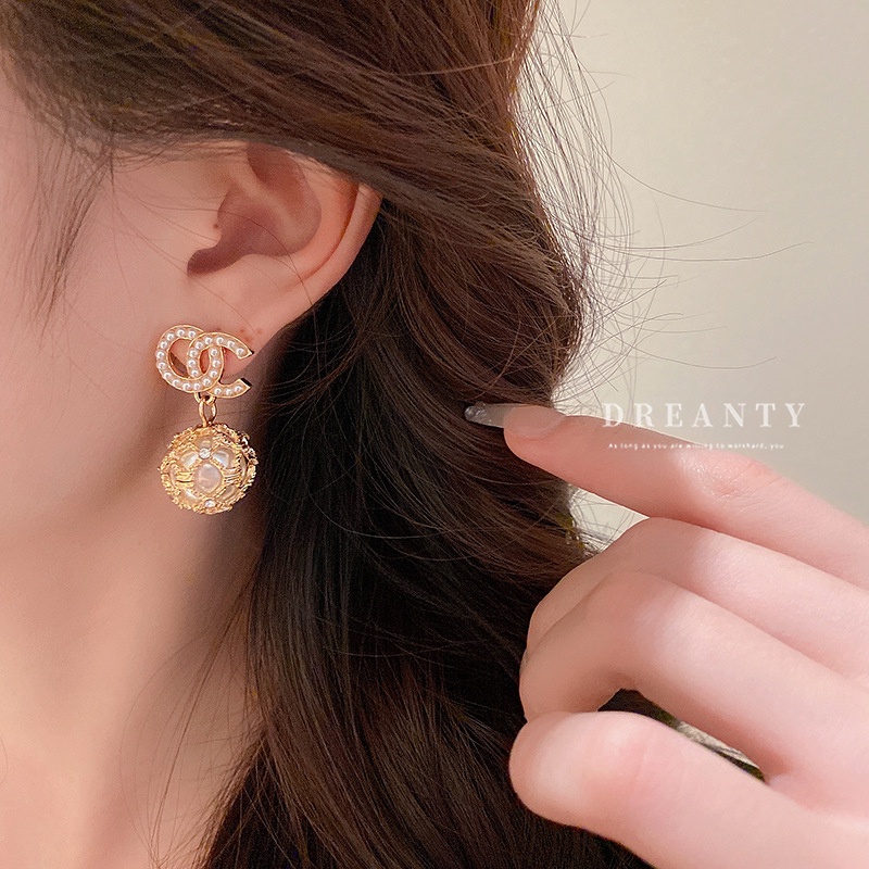 Bông Tai Mạ Bạc Đính Ngọc Trai Và Kim Cương Nhân Tạo Thời Trang