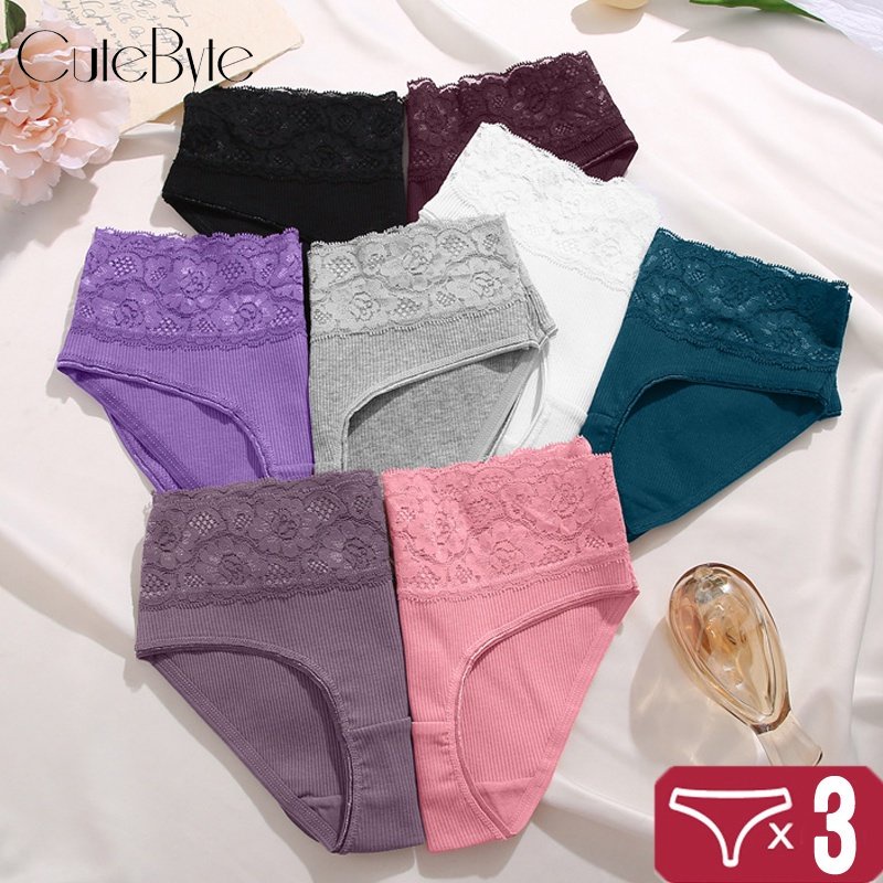 Cute Byte Set 3 Quần Lót Nữ Lưng Thấp Phối Ren 8 Màu Dễ Thương Size S-XL