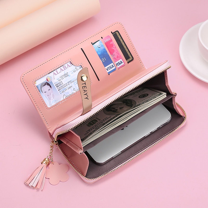 IELGY Ví Dài Sức Chứa Lớn Có Khóa Kéo In Họa Tiết Thời Trang Cho Nữ