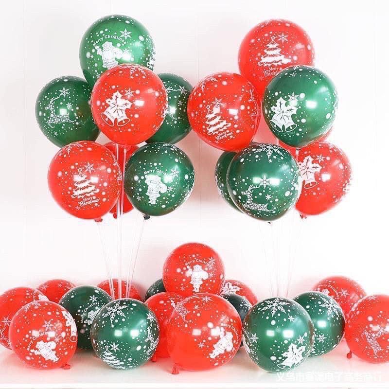 Bóng bay hình  noel sét 100 quả xanh và đỏ