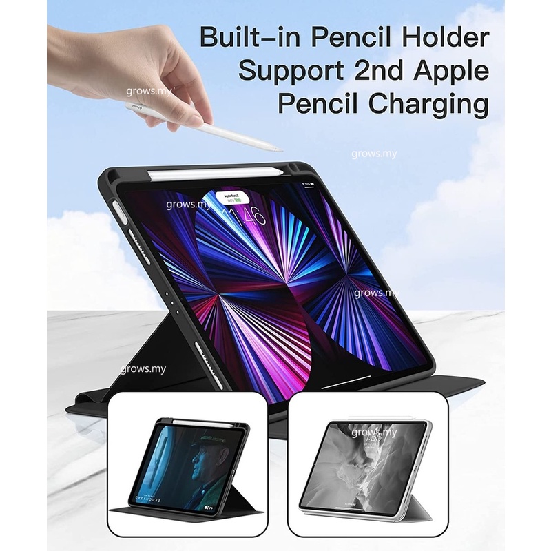 Ốp Máy Tính Bảng Có Ngăn Đựng Bút Chì Xoay 360 Độ Cho iPad Pro 11 M2 2022 Pro 12.9 Air 4 5 2020 10th Gen 10.9 10.2 7 / 8 / 9th Gen mini 6