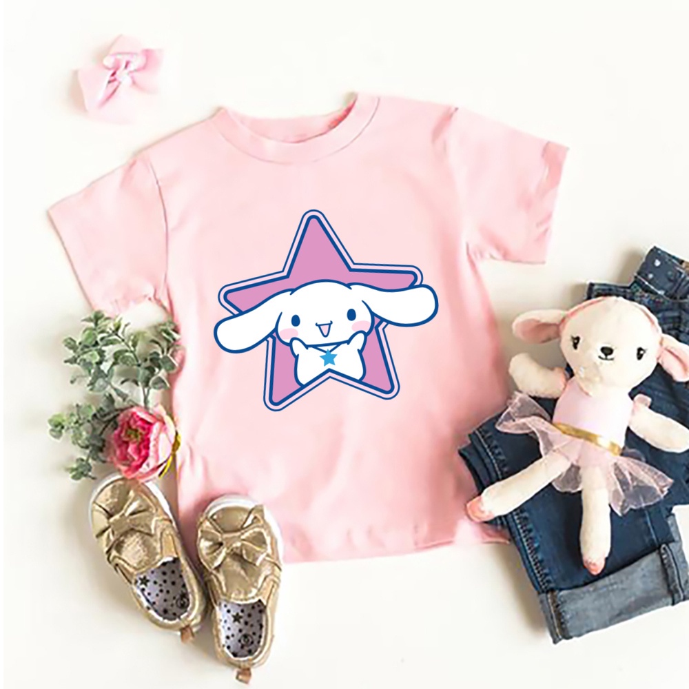 Cinnamoroll Áo Thun Ngắn Tay In Hoạt Hình Phong Cách Hàn Quốc Đáng Yêu Dành Cho Trẻ