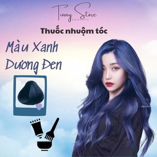 (KHÔNG TẨY 100%) Thuốc nhuộm tóc  XANH DƯƠNG ĐEN KHÓI  tặng kèm OXY TRỢ NHUỘM