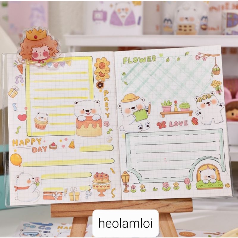 Sổ tay đa năng: note, sticker, sketchbook 50 trang size lớn 172mm cực dễ thương