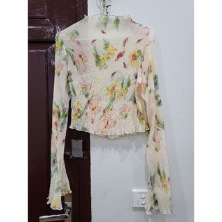 Áo voan hoa camellia top new còn tag