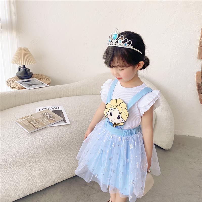 Set Yếm Xanh Áo Trắng Elsa- Bạch Tuyết H110 Cho Bé Gái - Jumping Beans Official Store