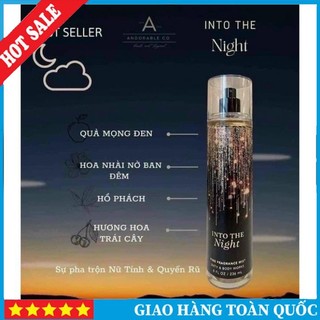Xịt thơm toàn thân bath and body work into the night 236ml