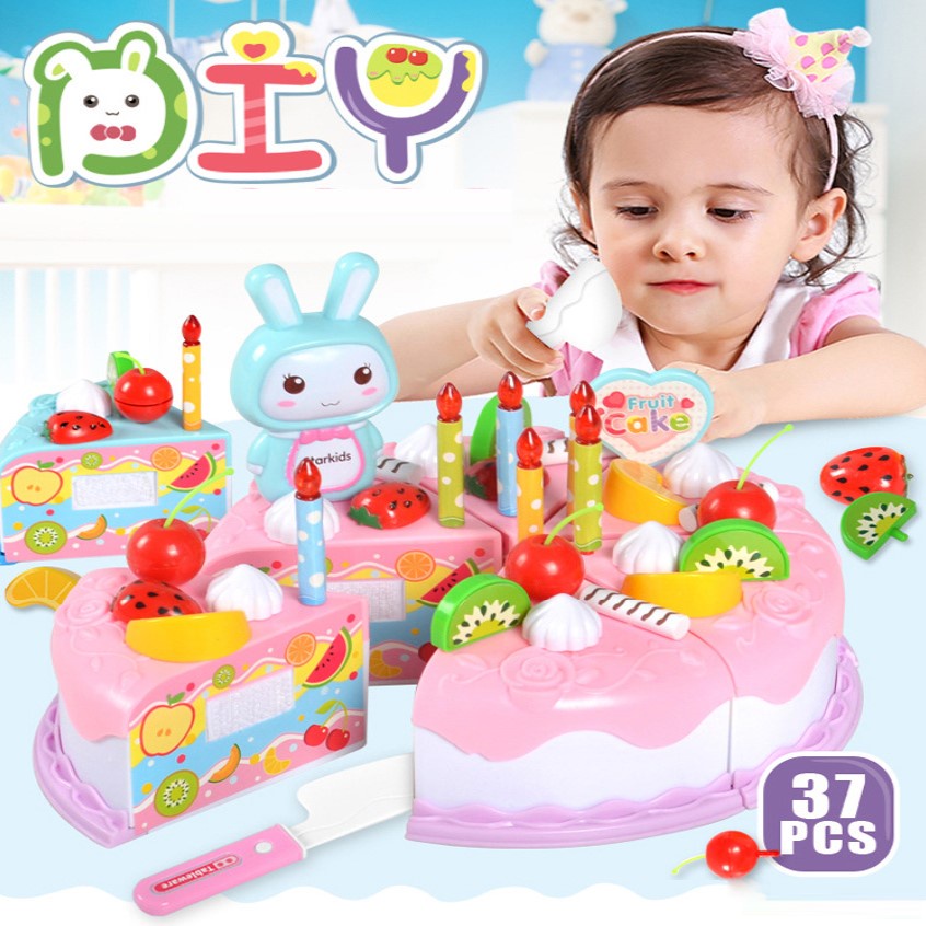 LAHOMIA Set 37 mô hình đồ chơi ghép hình bánh sinh nhật trông như thật dành cho trẻ em