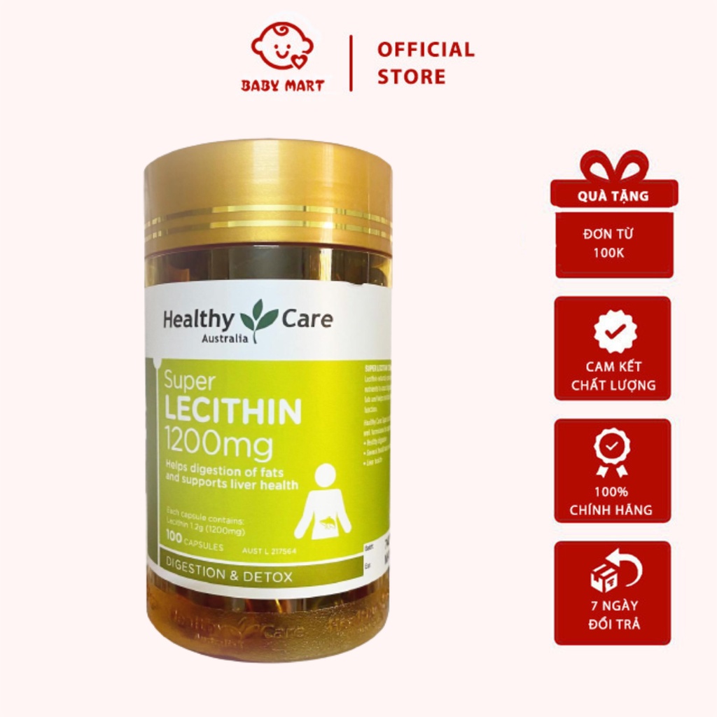 Mầm Đậu Nành Healthy Care Super Lecithin Đẹp Da, Đào Thải Độc Tố Gan, Cân Bằng Nội Tiết Tố 100 Viên