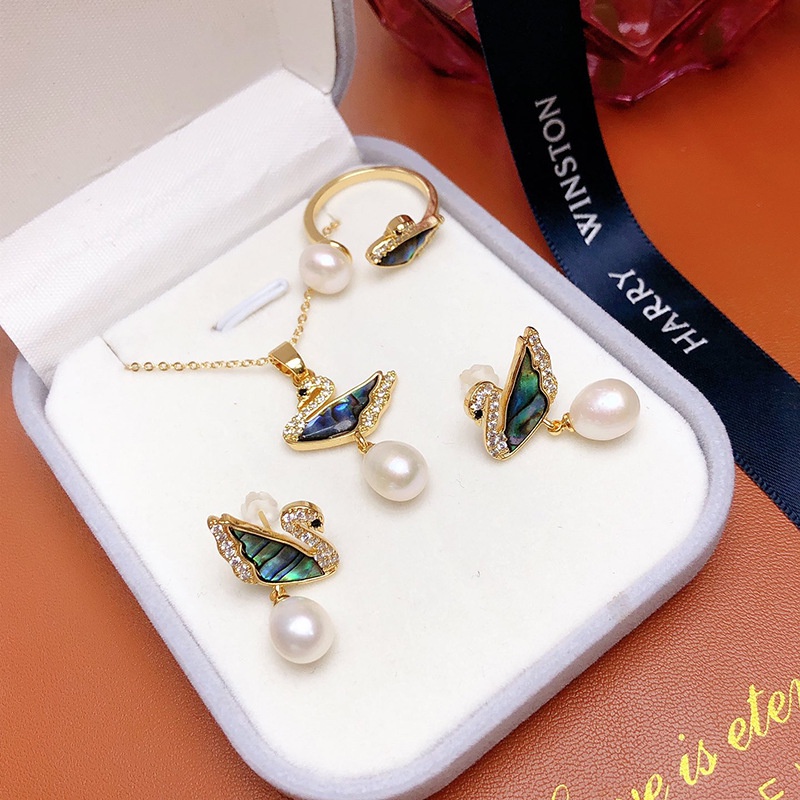 Bộ Trang Sức Vòng Tay / Bông Tai / Vòng Tay Hạt Ngọc Trai Tự Nhiên Vỏ Sò abalone Cho Nữ