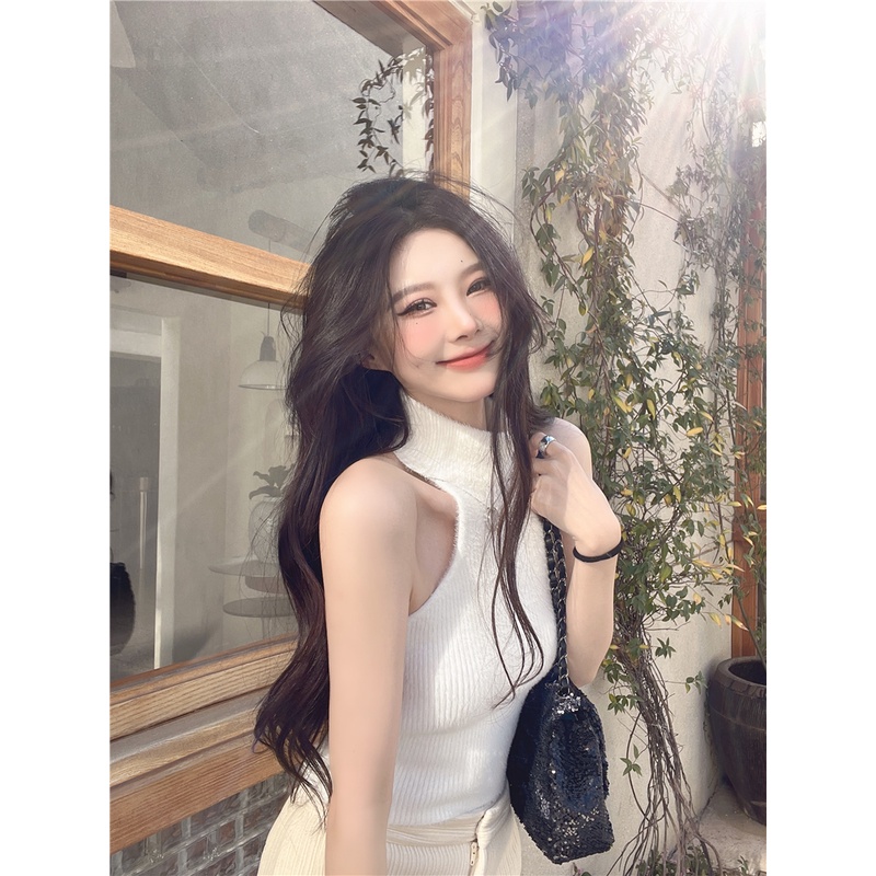 ZHELIHANGFEI Áo Dệt Kim Hai Dây Lưng Cao Kiểu Dáng Quyến Rũ Cho Nữ