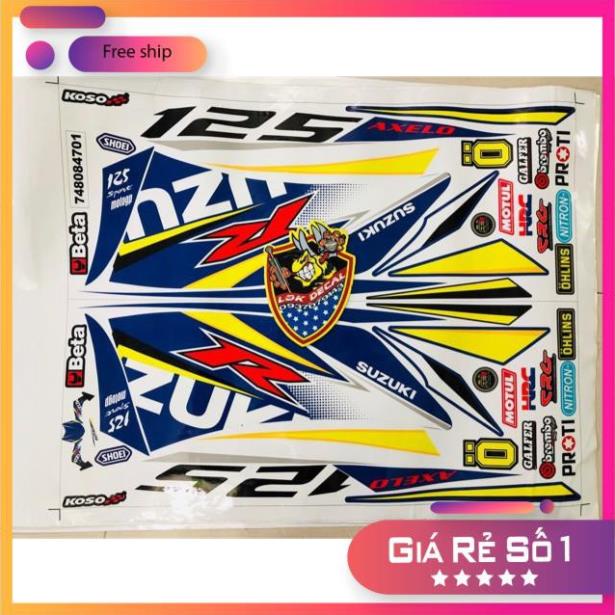 DECAL PVC 5 LỚP CHẤT LƯỢNG CAO Tem rời Axelo trắng xanh 2019